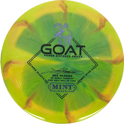 Mint Discs Goat Mint Discs Goat - Swirl Apex / 172g - Banana/Orange/Green Burst (Black/Lavender - Des Reading) - Skyline Disc Golf