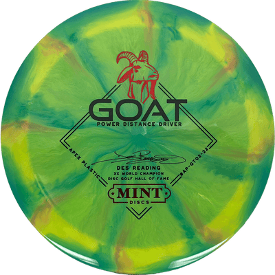 Mint Discs Goat Mint Discs Goat - Swirl Apex / 174g - Green/Yellow Burst (Black/Red - Des Reading) - Skyline Disc Golf