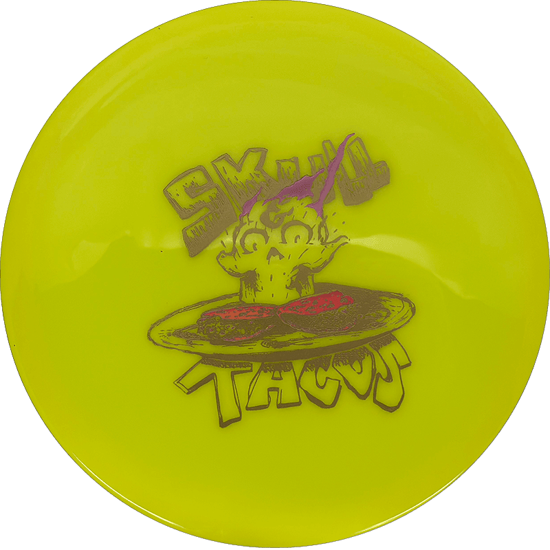 174g - Yellow (Gold/Rainbow - Skull Tacos) Apex Mint Discs Taco - Skyline Disc Golf