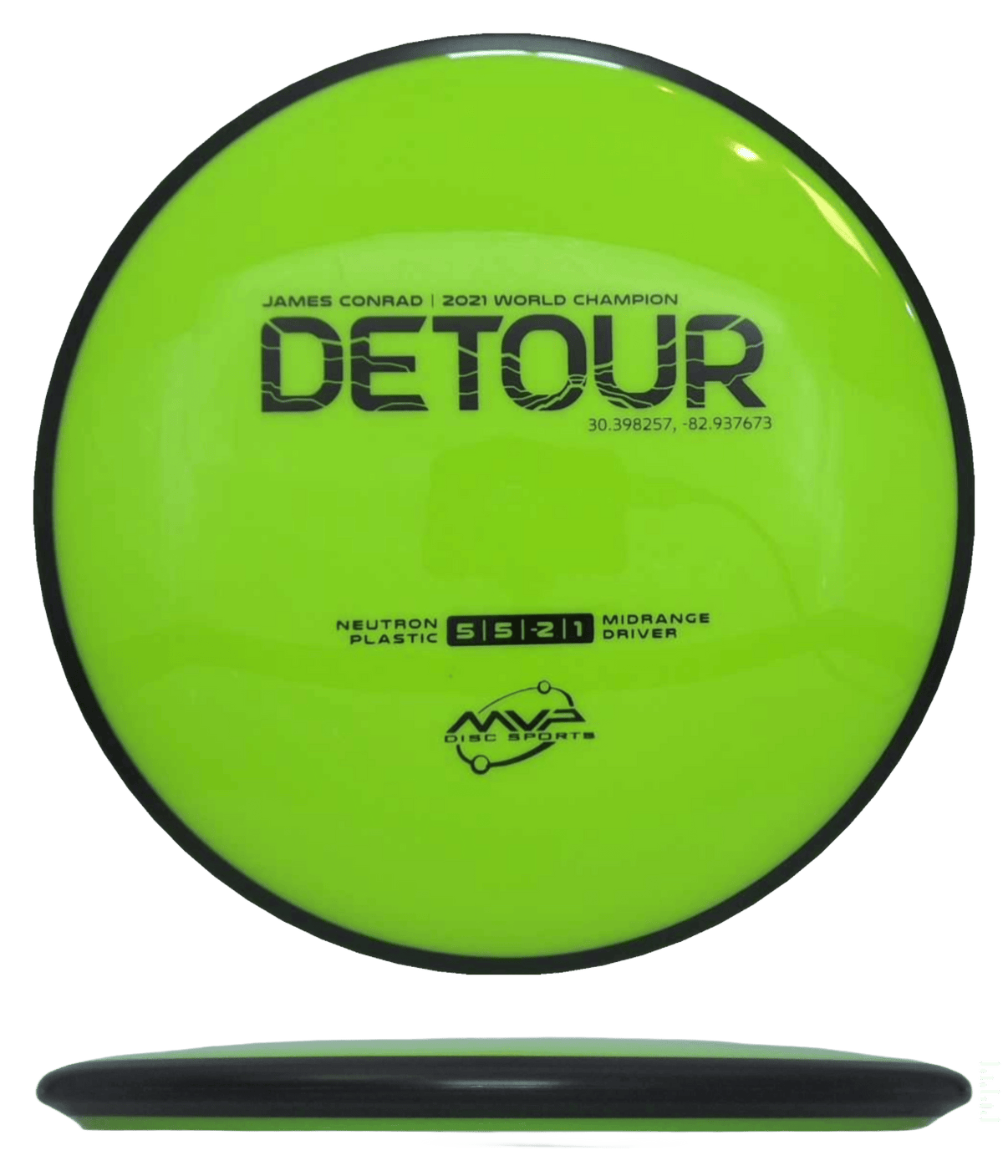 166g - Chartreuse (Black) Neutron MVP Detour - Skyline Disc Golf
