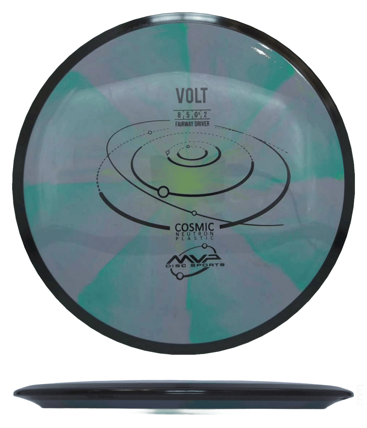 168g - Green/Lavender Burst (Black) Cosmic Neutron MVP Volt - Skyline Disc Golf