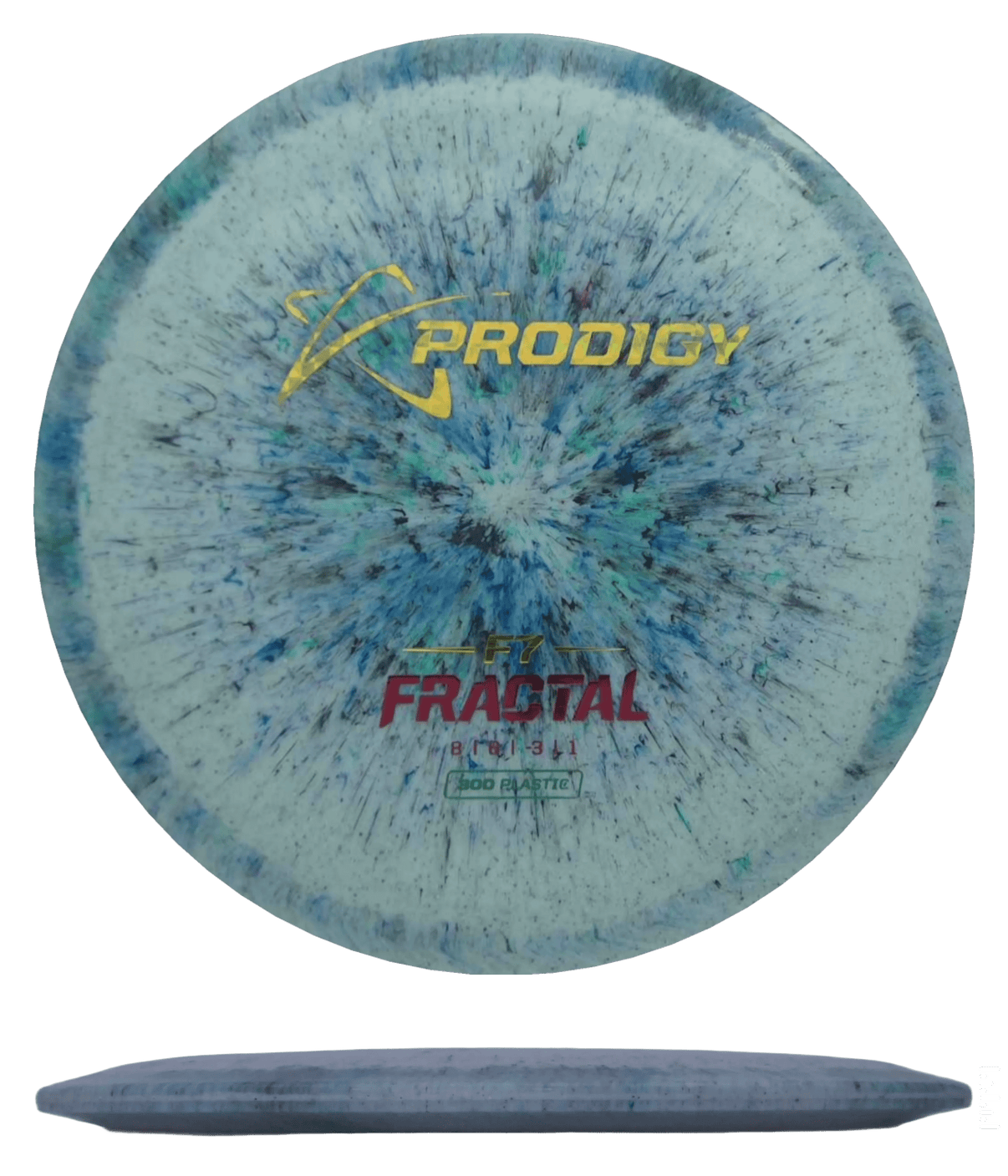 158g - Blue Green Burst (Gold/Rasta) 300 Fractal Prodigy Disc F7 - Skyline Disc Golf