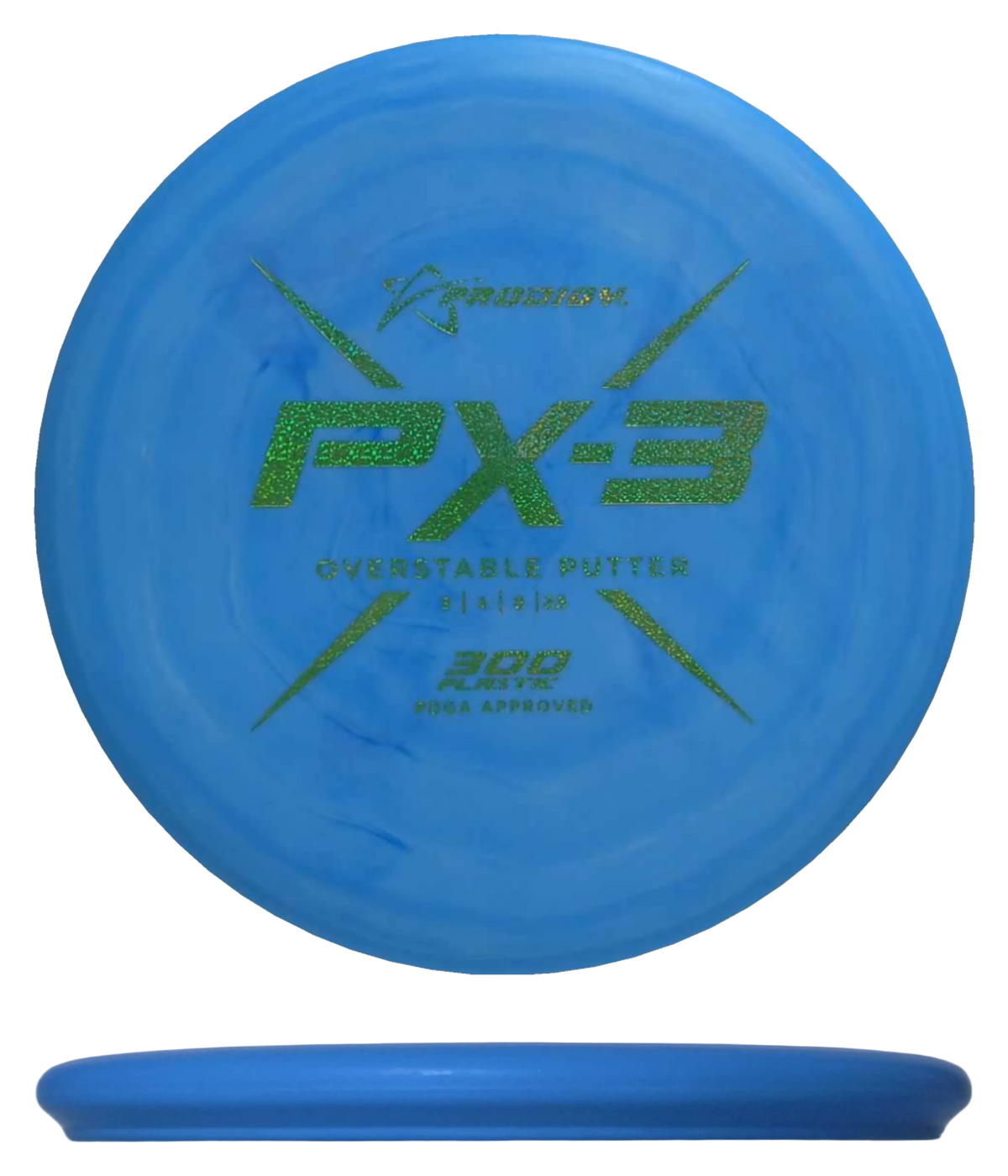 Prodigy PX-3 - 300 / 151g - Blue Swirl (Green Glitter) - Skyline Disc Golf