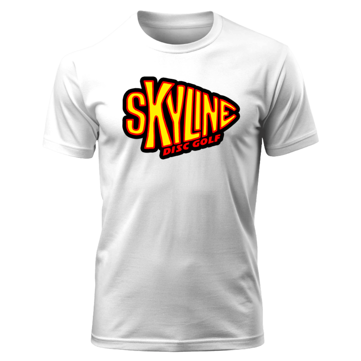 White Moisture Wicking Skyline Disc Golf Arrowhead Tee - Skyline Disc Golf