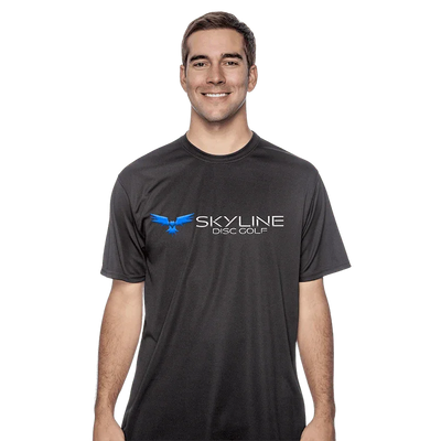 Skyline Disc Golf Logo Tee - Moisture Wicking / Black / S - Skyline Disc Golf