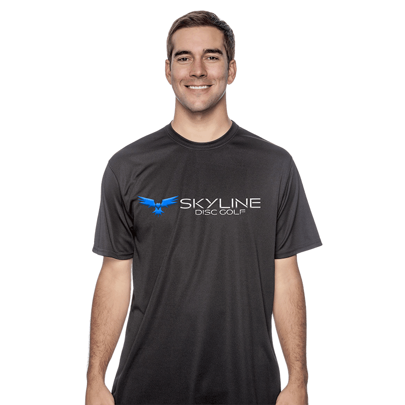 Black Moisture Wicking Skyline Disc Golf Logo Tee - Skyline Disc Golf