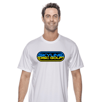 White Moisture Wicking Skyline Disc Golf Neon Tee - Skyline Disc Golf