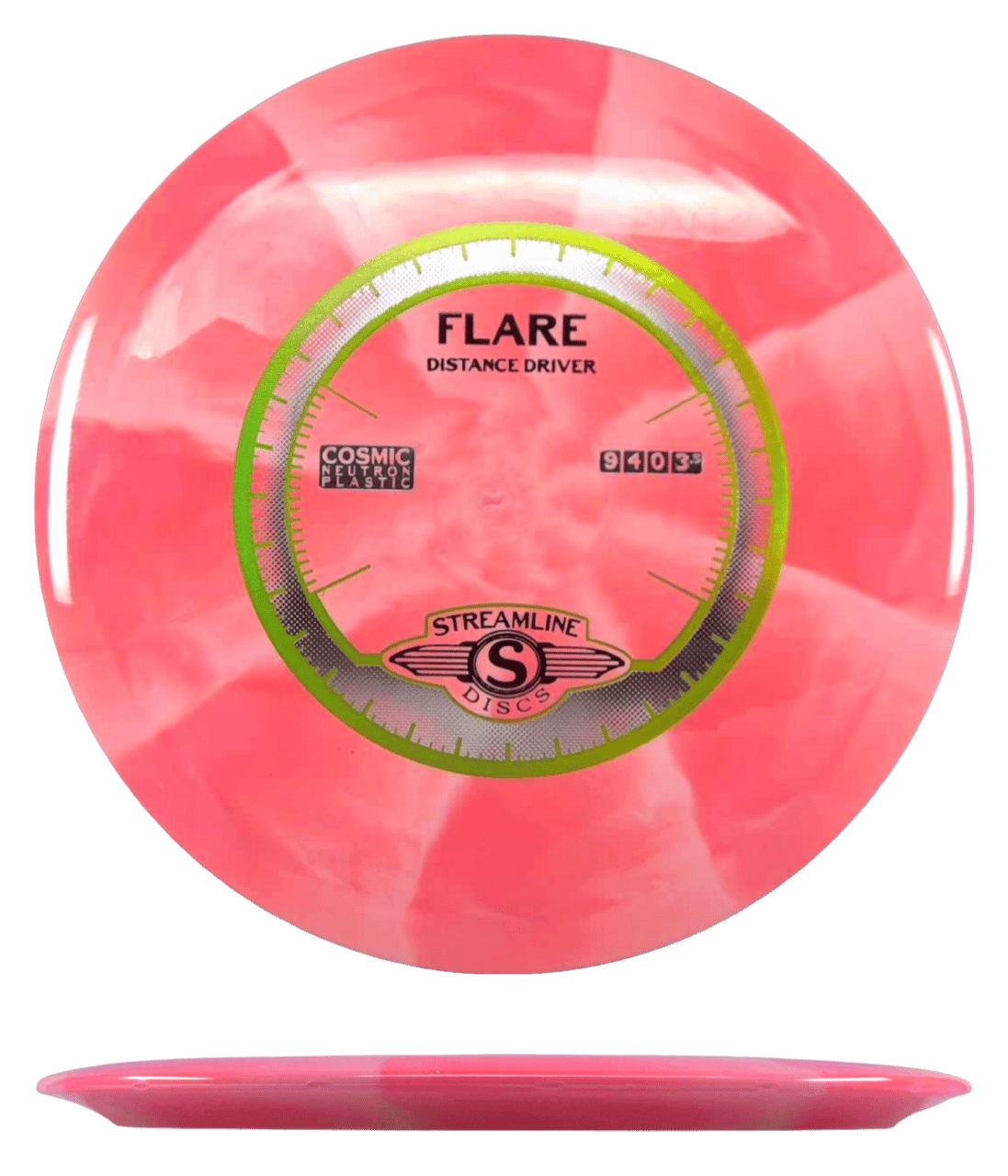 175g - Hot Red Burst (Yellow Foil) Cosmic Neutron Streamline Flare - Skyline Disc Golf