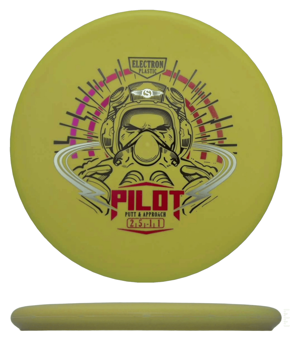 171g - Dirty Yellow (Magenta/Red Foil) Electron Streamline Pilot - Skyline Disc Golf