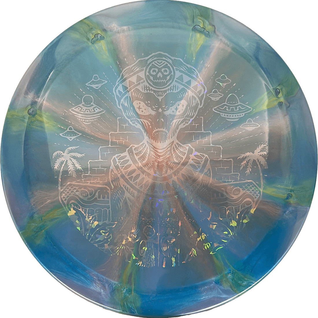 Thought Space Athletics Omen Thought Space Athletics Omen - Nebula Ethereal / 169g - Blue/Pink/Green Burst (Ghost) - Skyline Disc Golf