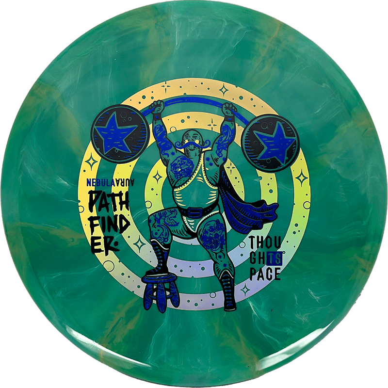 Thought Space Athletics Pathfinder Thought Space Athletics Pathfinder - Nebula Aura / 173g - Green Swirl (Blue/Chrome) - Skyline Disc Golf