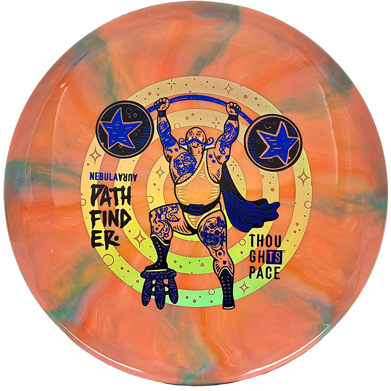 Thought Space Athletics Pathfinder Thought Space Athletics Pathfinder - Nebula Aura / 173g - Melon/Green Burst (Blue/Chrome) - Skyline Disc Golf