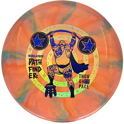 Thought Space Athletics Pathfinder Thought Space Athletics Pathfinder - Nebula Aura / 173g - Melon/Green Burst (Blue/Chrome) - Skyline Disc Golf