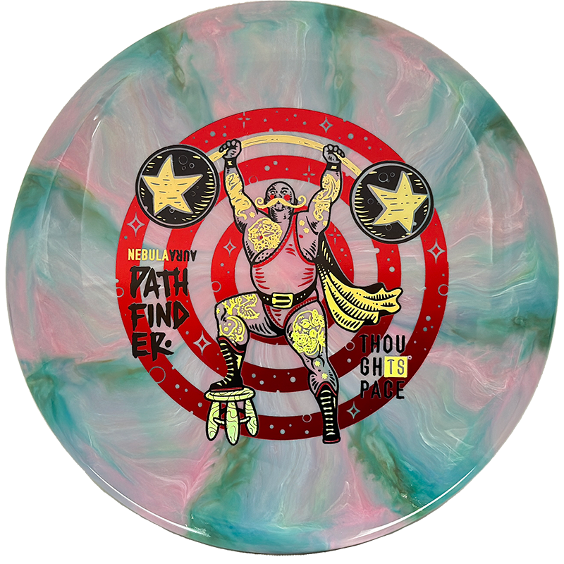 Thought Space Athletics Pathfinder Thought Space Athletics Pathfinder - Nebula Aura / Unstamped - Pink/Green Burst (Red/Gold) - Skyline Disc Golf