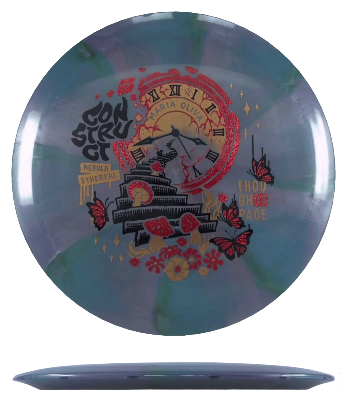 Thought Space Construct - Nebula Ethereal - Maria Olivia Tour Series / 174g - Blue/Green/Lavender Burst (Black/Copper/Red Glitter) - Skyline Disc Golf