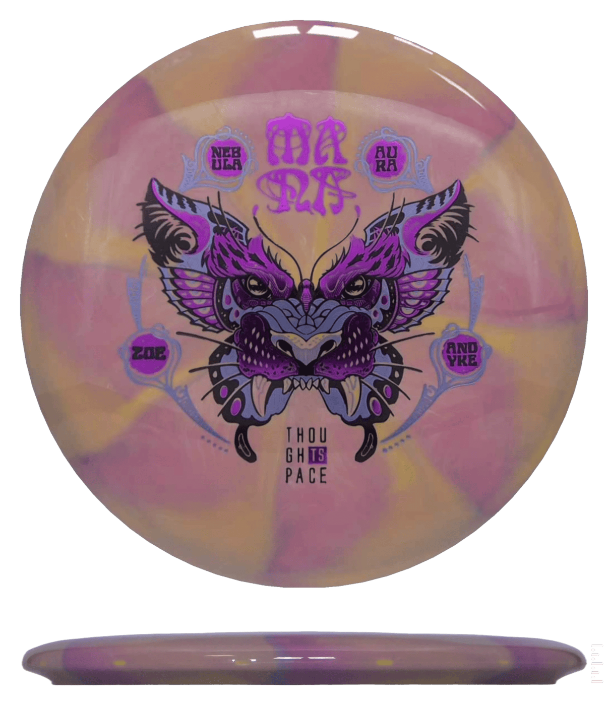 178g - Pink/Orange Burst (Magenta Foil/Lavender) Signature Nebula Aura - Zoe Andyke Tour Series Thought Space Mana - Skyline Disc Golf