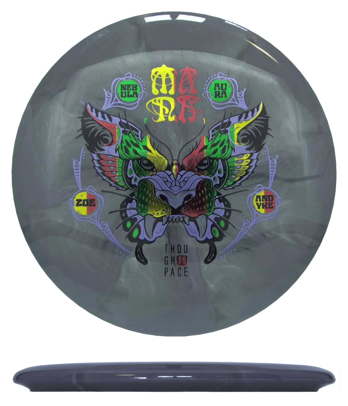 Thought Space Mana - Signature Nebula Aura - Zoe Andyke Tour Series / 177g - Gray Burst (Rasta Foil/Lavender) - Skyline Disc Golf