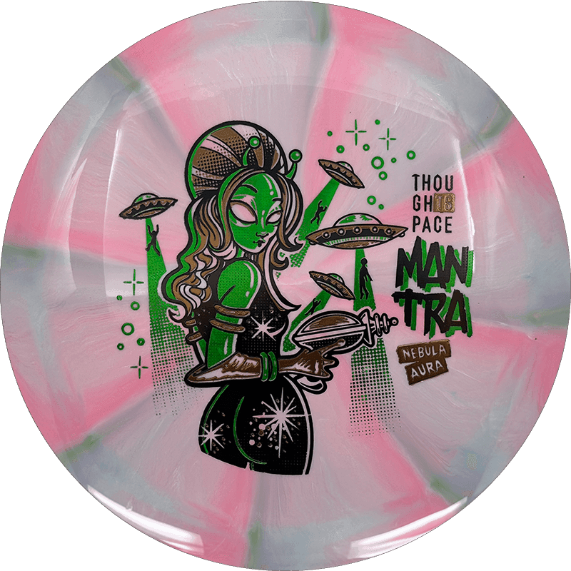 175g - Pink Burst (Green/Gold) Nebula Aura Thought Space Mantra - Skyline Disc Golf