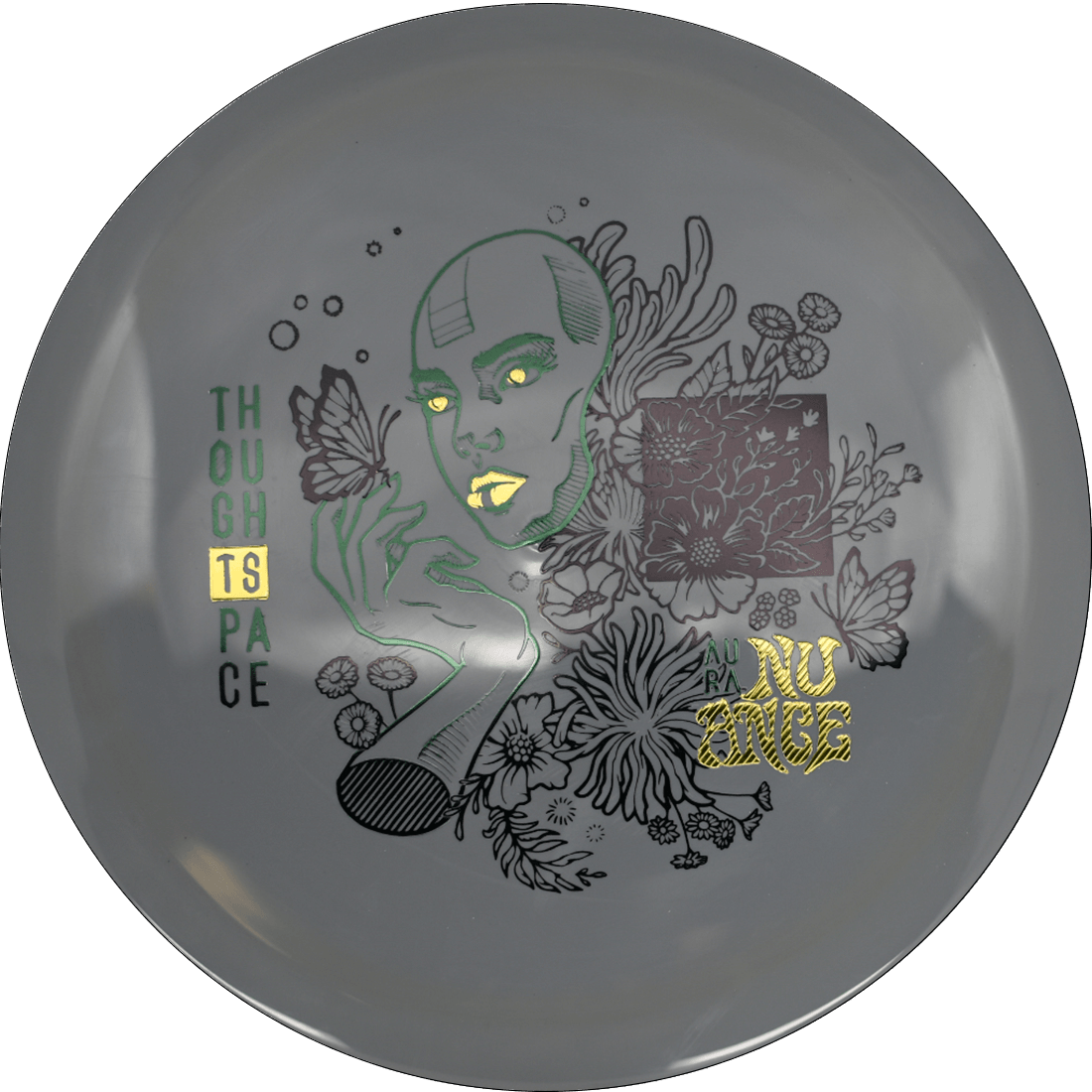 172g - Gray (Black/Gold/Green) Aura Thought Space Nuance - Skyline Disc Golf