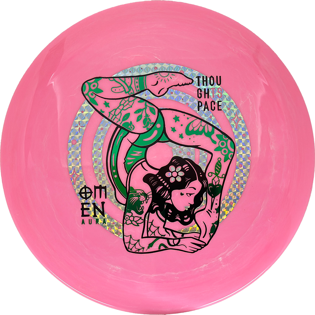 Thought Space Athletics Omen Thought Space Athletics Omen - Aura / 167g - Pink (Green/Chrome) - Skyline Disc Golf