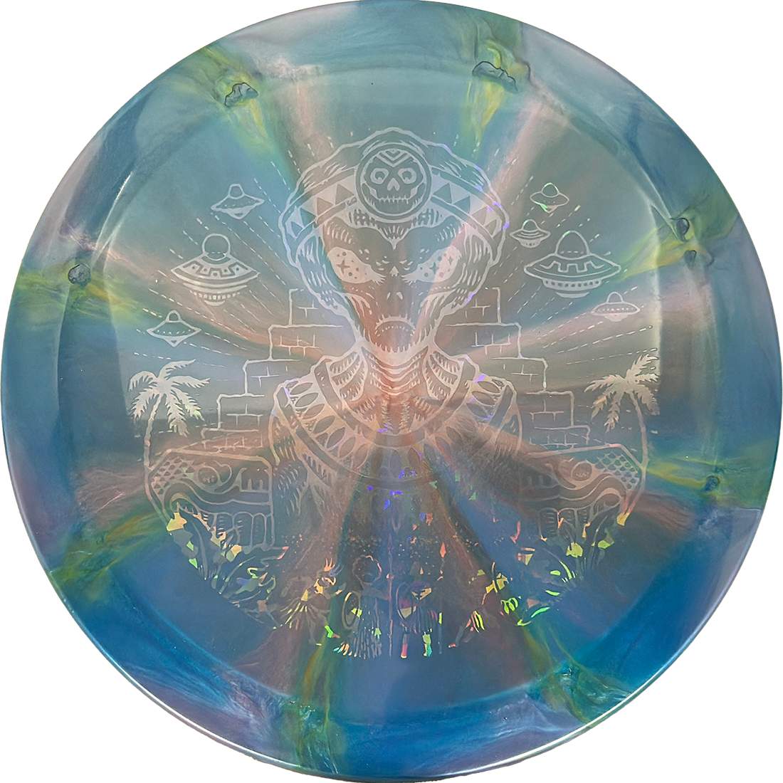 Thought Space Athletics Omen Thought Space Athletics Omen - Nebula Ethereal / 169g - Blue/Pink/Green Burst (Ghost) - Skyline Disc Golf