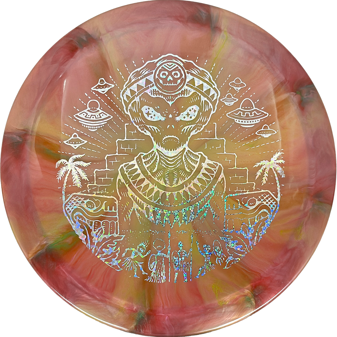 Thought Space Athletics Omen Thought Space Athletics Omen - Nebula Ethereal / 174g - Red/Gold-ish Burst (Chrome Stars) - Skyline Disc Golf