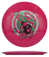 168g - Pastel Red Swirl (Green/Chrome) Aura Thought Space Omen - Skyline Disc Golf