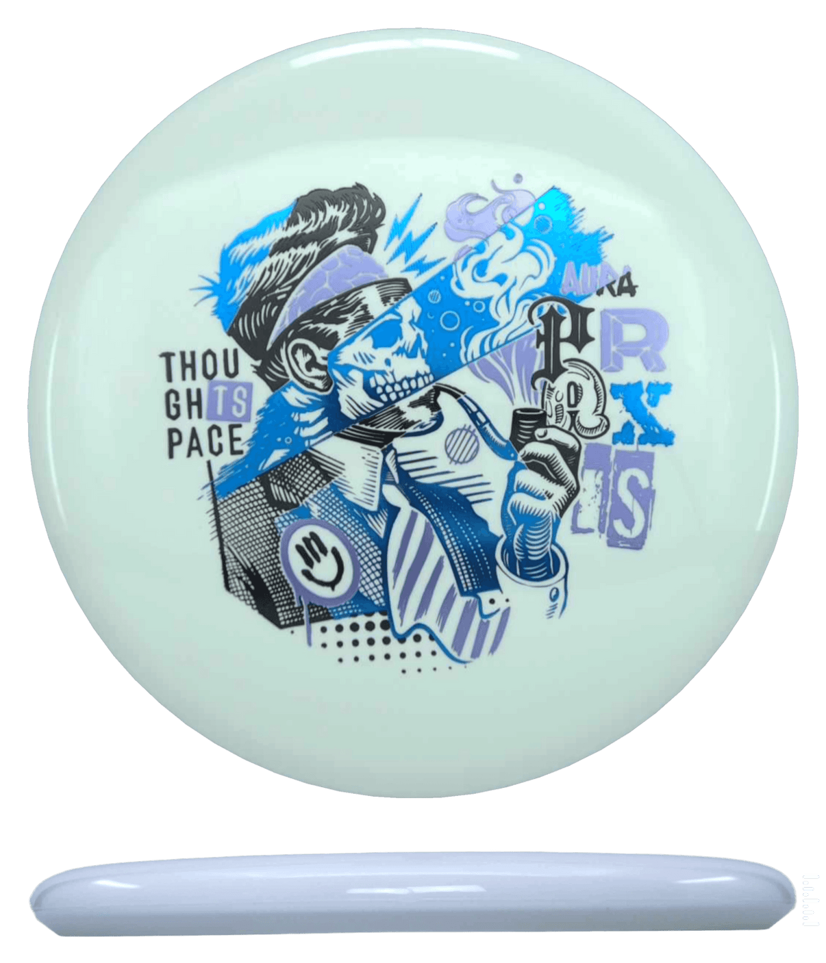 174g - White (Black/Blue/Lavender Foil) *078* Aura Soft Thought Space Praxis - Skyline Disc Golf