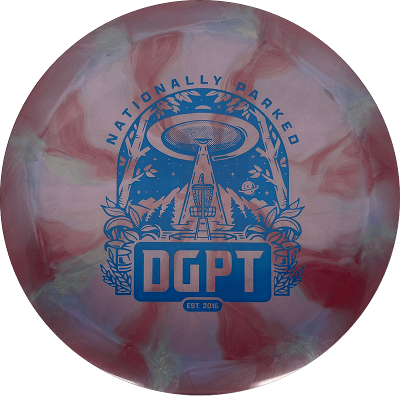 175g - Crimson/Pink Burst (Blue - DGPT Nationally Parked) Nebula Ethereal Thought Space Synapse - Skyline Disc Golf
