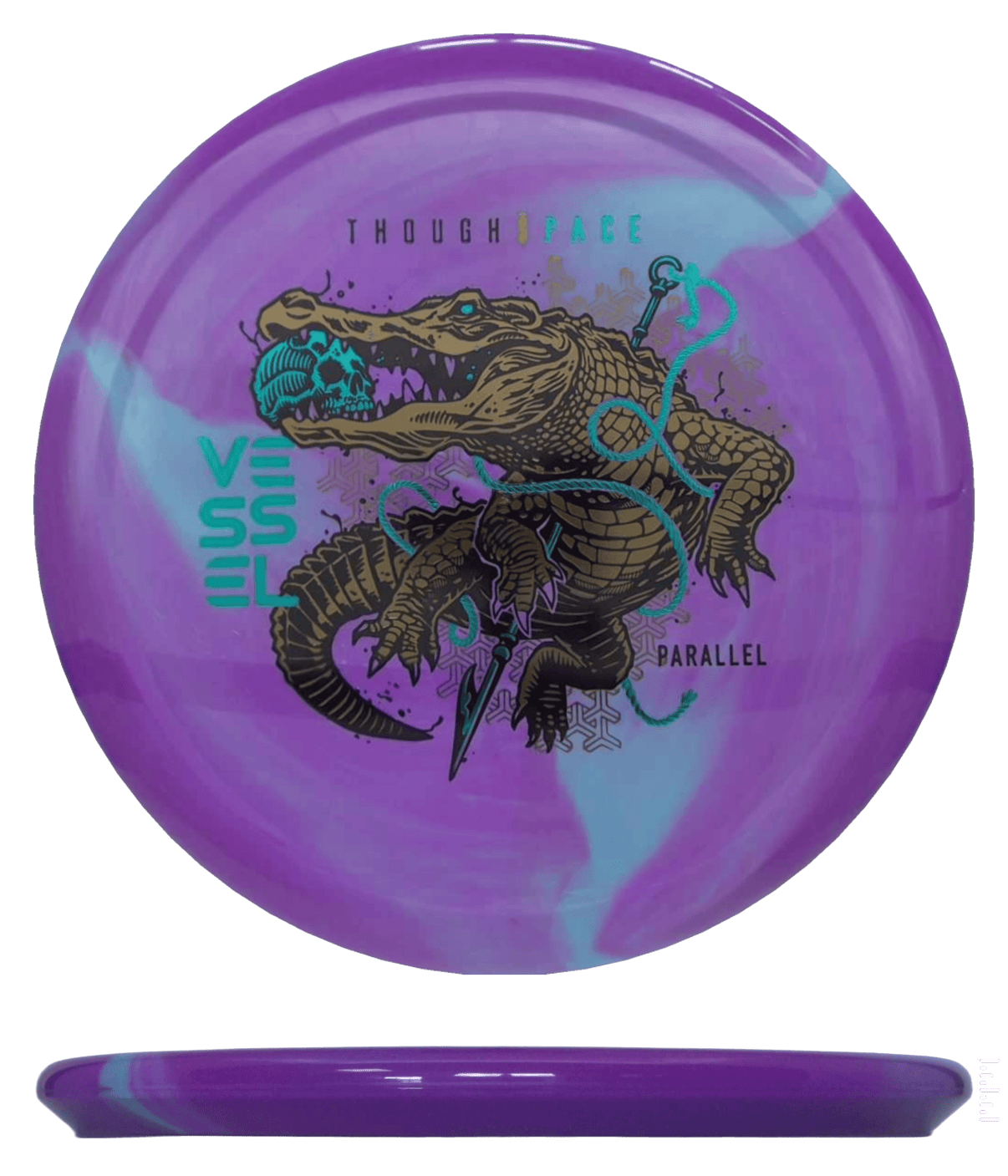 175g - Magenta/Sky Blue Swirl (Copper/Blue Green Foil) Parallel Thought Space Vessel - Skyline Disc Golf