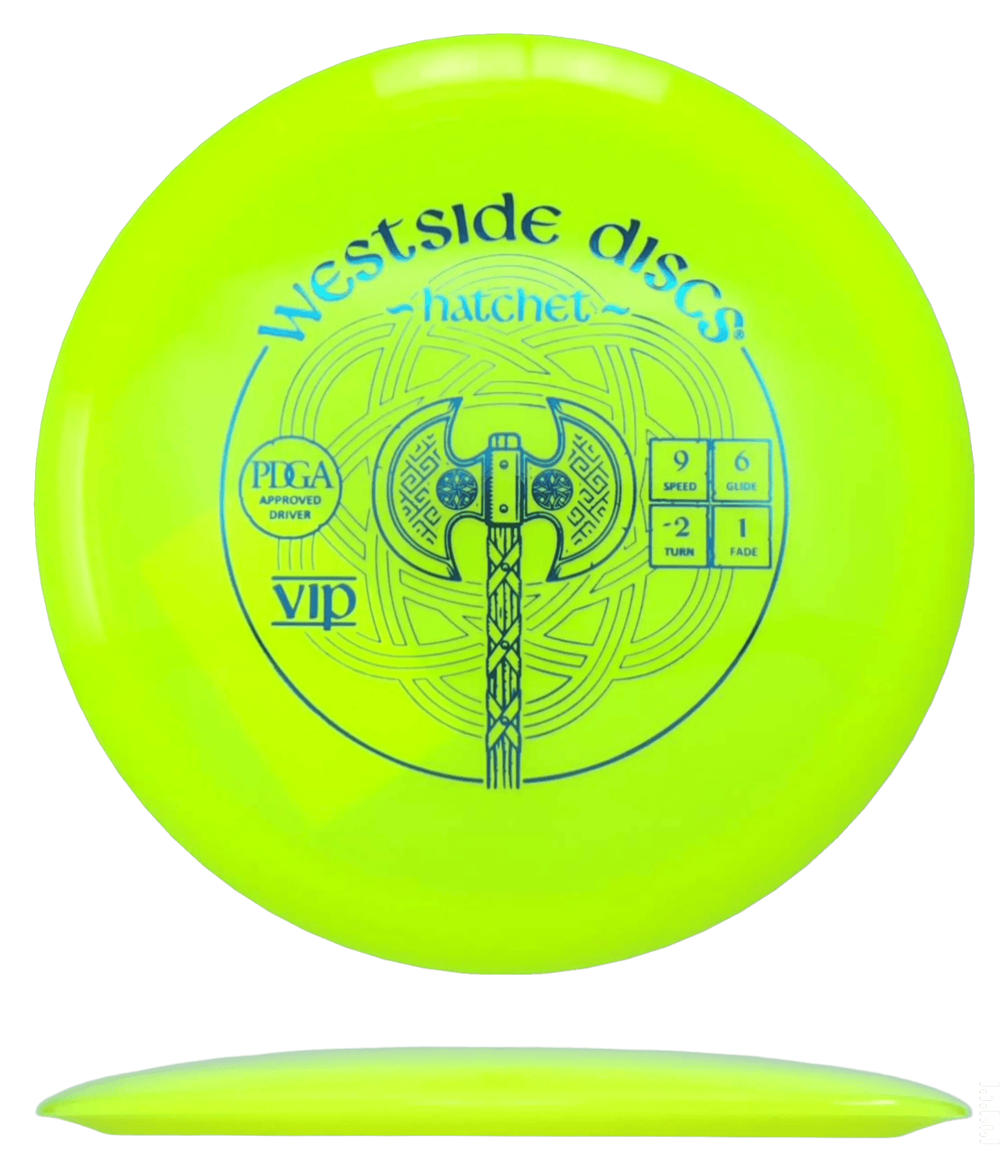 171g - Yellow (Blue Foil) VIP Westside Discs Hatchet - Skyline Disc Golf