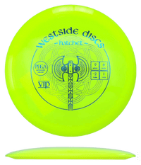 171g - Yellow (Blue Foil) VIP Westside Discs Hatchet - Skyline Disc Golf