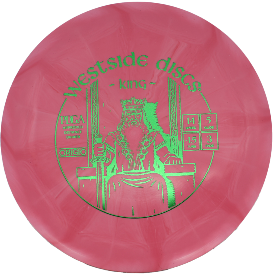 Westside Discs King Westside Discs King - Origio Burst / 175g - Red-ish Burst (Green Foil) - Skyline Disc Golf