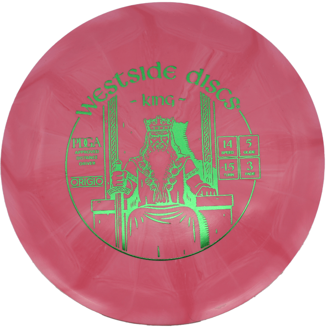 Westside Discs King - Origio Burst / 175g - Red-ish Burst (Green Foil) - Skyline Disc Golf