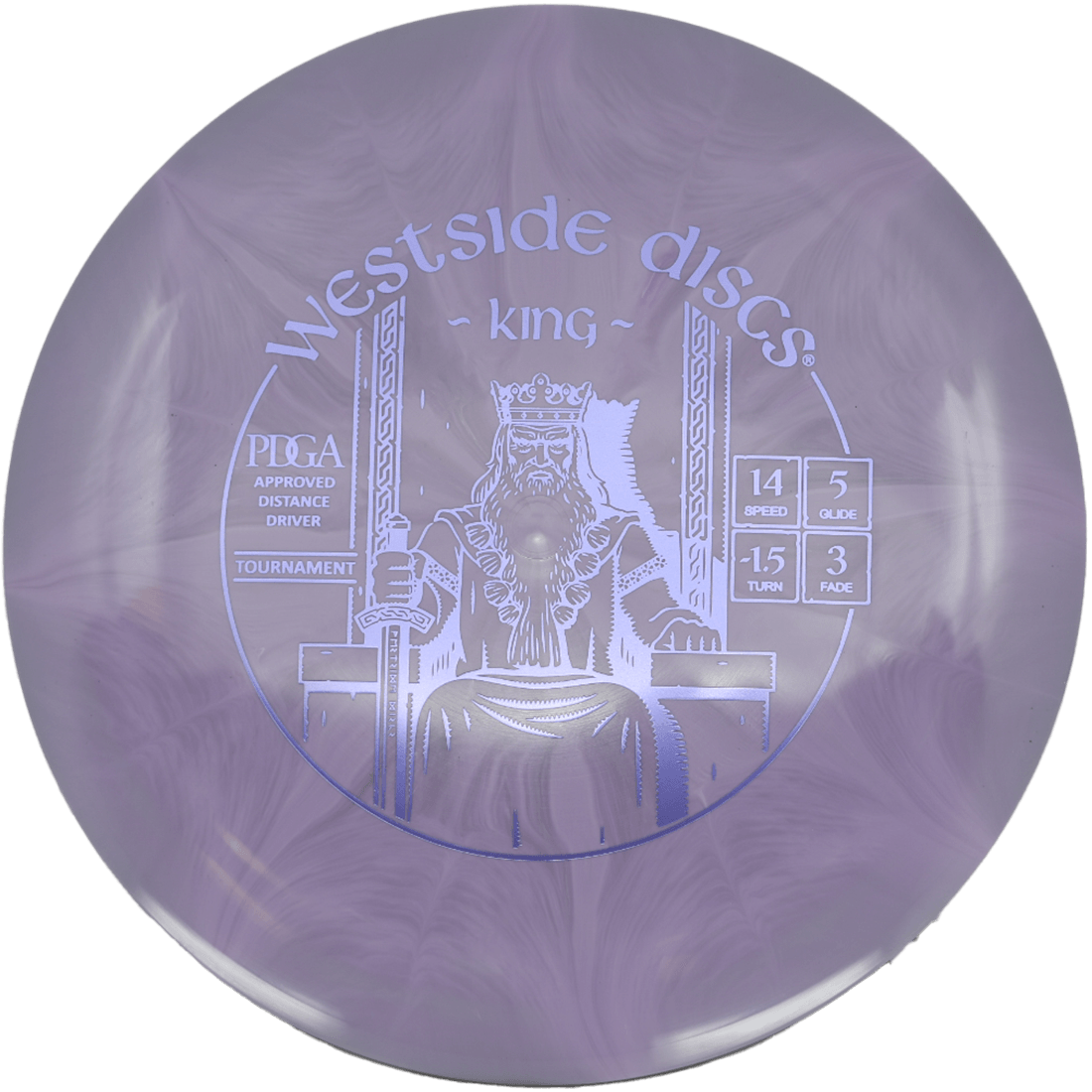 173g - Lavender (Lavender Foil) Tournament Burst Westside Discs King - Skyline Disc Golf