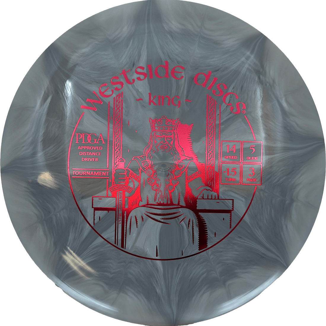 Westside Discs King Westside Discs King - Tournament Burst / 173g - Gray Burst (Red) - Skyline Disc Golf