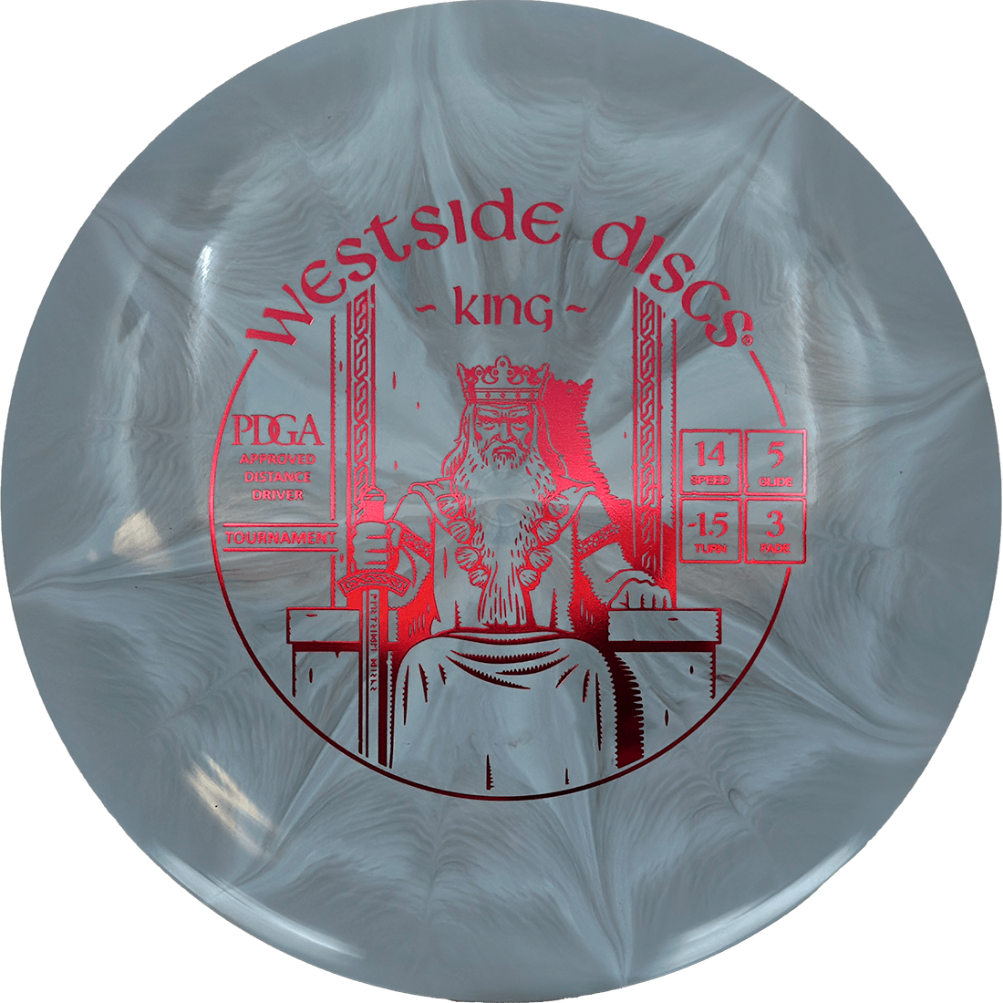 Westside Discs King Westside Discs King - Tournament Burst / 173g - Gray w/ Hint of Light Blue Burst (Red) - Skyline Disc Golf