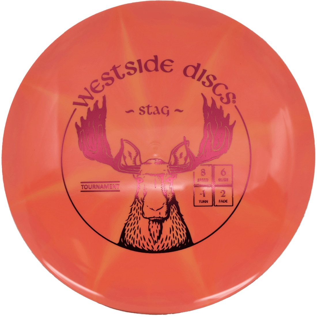 Westside Discs Stag Westside Discs Stag - Tournament Burst / 174g - Orange Burst (Crimson Foil) *034* - Skyline Disc Golf