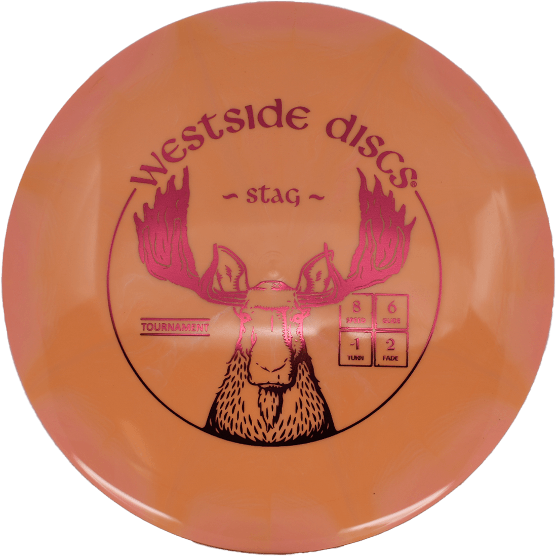 Westside Discs Stag Westside Discs Stag - Tournament Burst / 175g - Orange Burst (Crimson Foil) *035* - Skyline Disc Golf