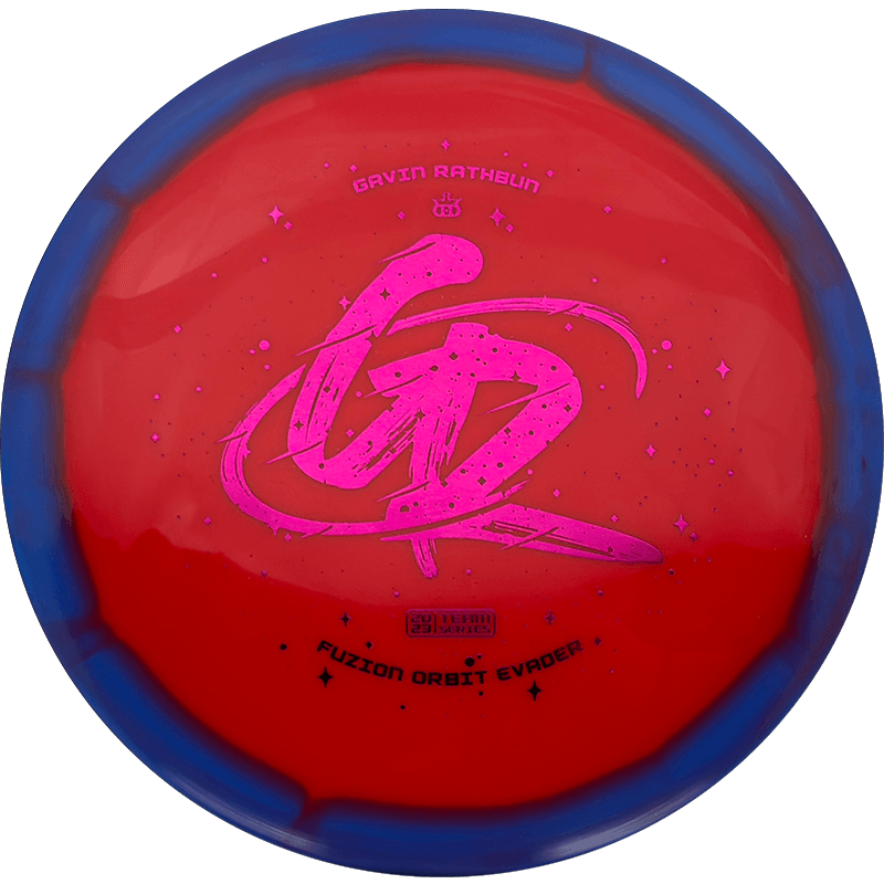 Dynamic Discs Evader Dynamic Discs Evader - Fuzion Orbit - Gavin Rathbun Team Series / 174g - Red w/ Blue Rim (Magenta Foil) - Skyline Disc Golf