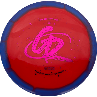 Dynamic Discs Evader Dynamic Discs Evader - Fuzion Orbit - Gavin Rathbun Team Series / 174g - Red w/ Blue Rim (Magenta Foil) - Skyline Disc Golf